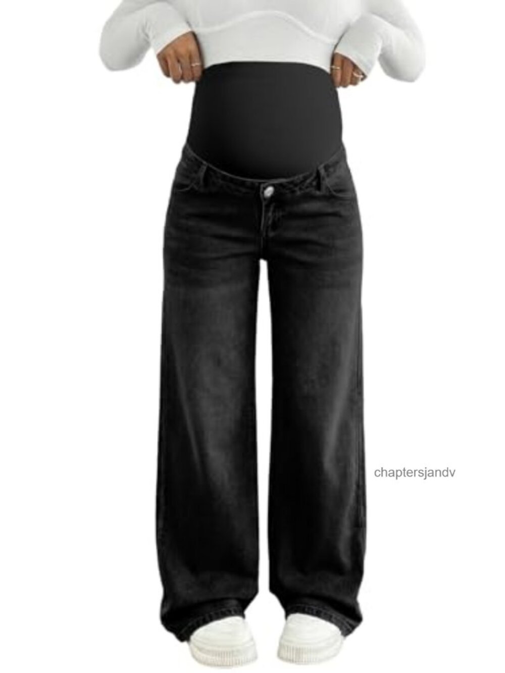 Wide Leg Maternity Jeans Over Belly Pregnancy Pants Work